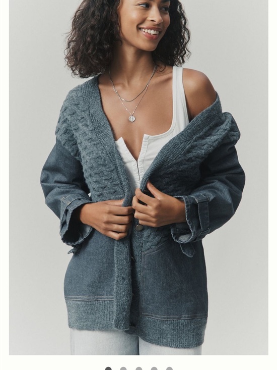 Pilcro Sweaters - Pilcro Denim Mixed Media Cardigan Sweater